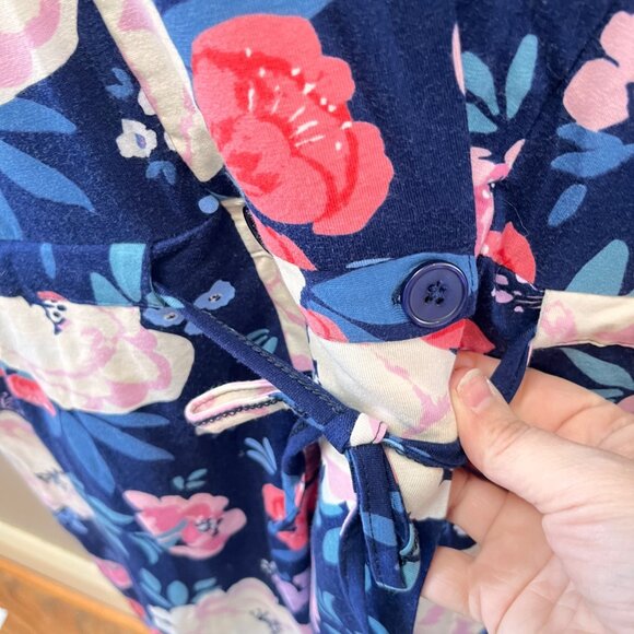 Floral Maternity Gown Robe By Gownies Xl/Xxl Cotton/Spandex Navy & Pink With Bel - Picture 2 of 6